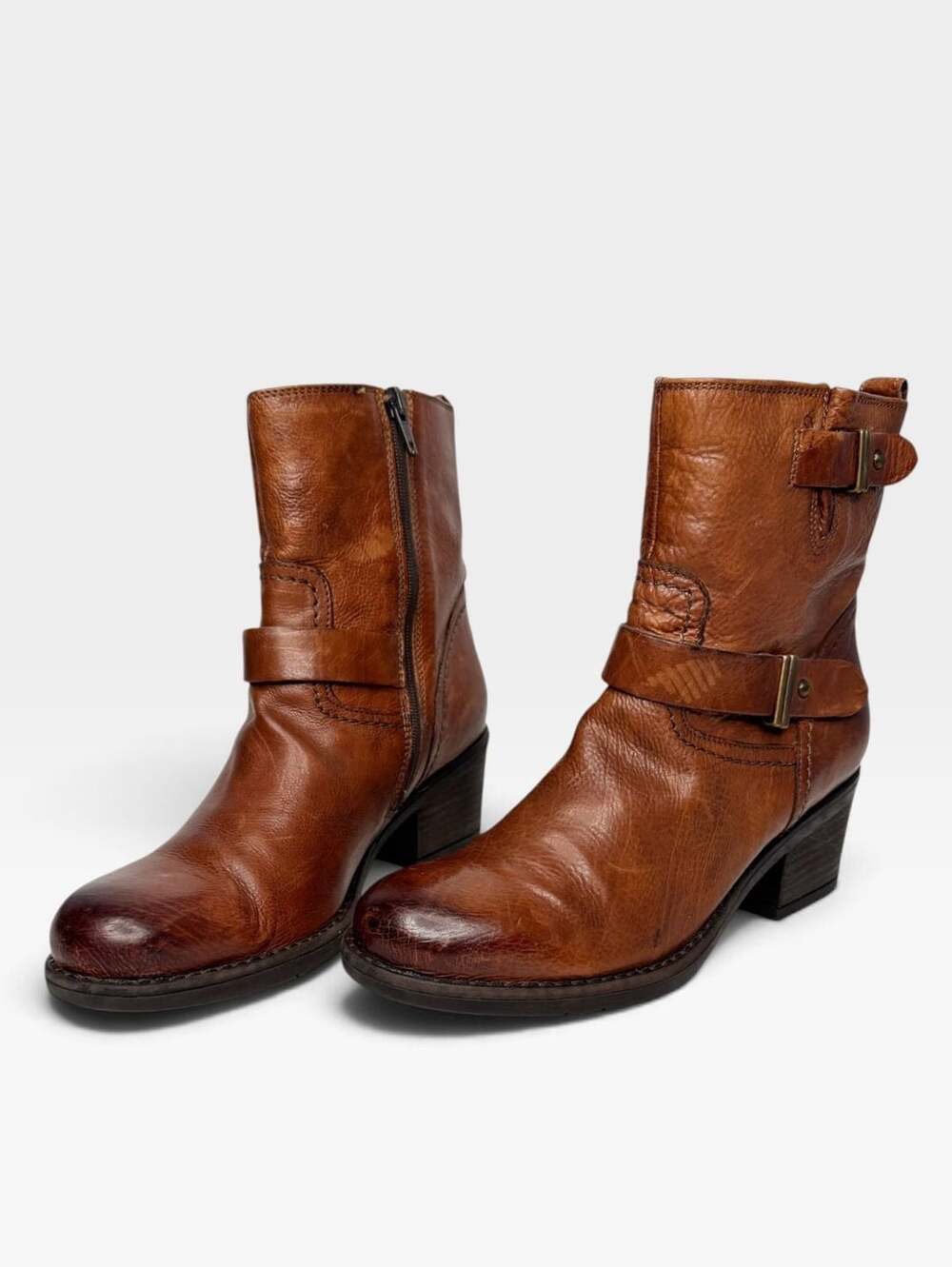 Clarks Brown Leather Biker Bootie Size 6.5